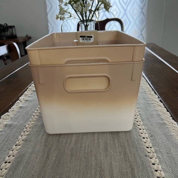 Set Of 2 Isaac Jacobs Decorative Storage Ombre Bins Peach Color NWT - Picture 3 of 4